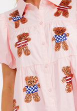 Load image into Gallery viewer, Patriotic Sequin Bear Dress-Pink