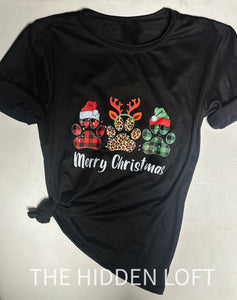 Paw Print Merry Christmas T-Shirt