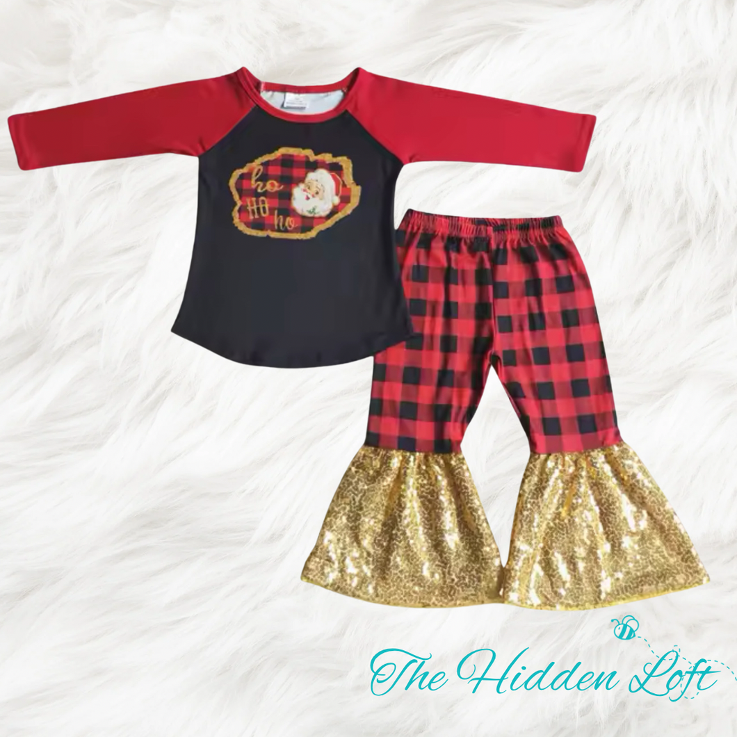 Sequin Bell Bottom Santa Outfit