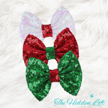 Load image into Gallery viewer, Christmas Sequin Hair Bows