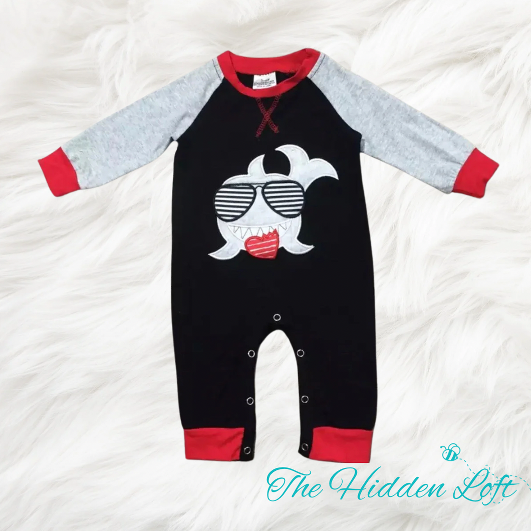 Baby Boy Valentine Shark Romper