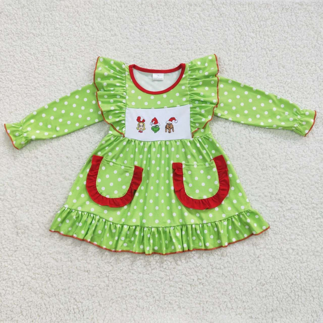 Embroidered Grinch Dress