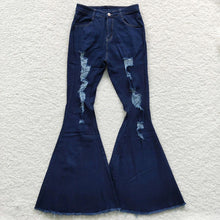 Load image into Gallery viewer, Women’s Distressed Denim Bell Bottoms