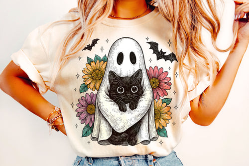 Ghost with Cat T-Shirt