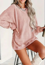 Load image into Gallery viewer, Oversized Pink Textured Long Sleeve Shirt