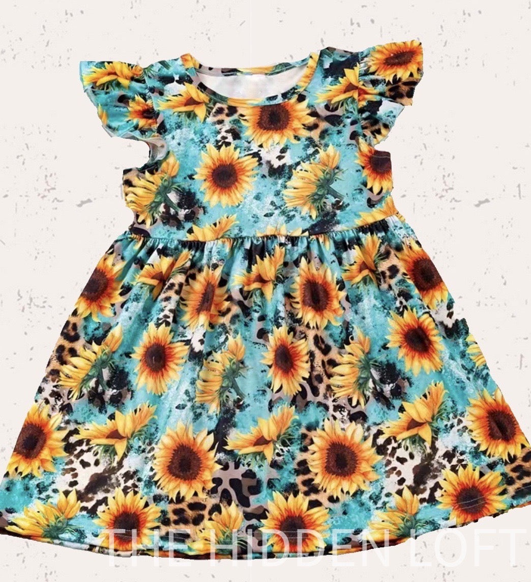 Turquoise Sunflower Dress