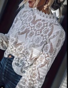 White Lace Sheer Blouse