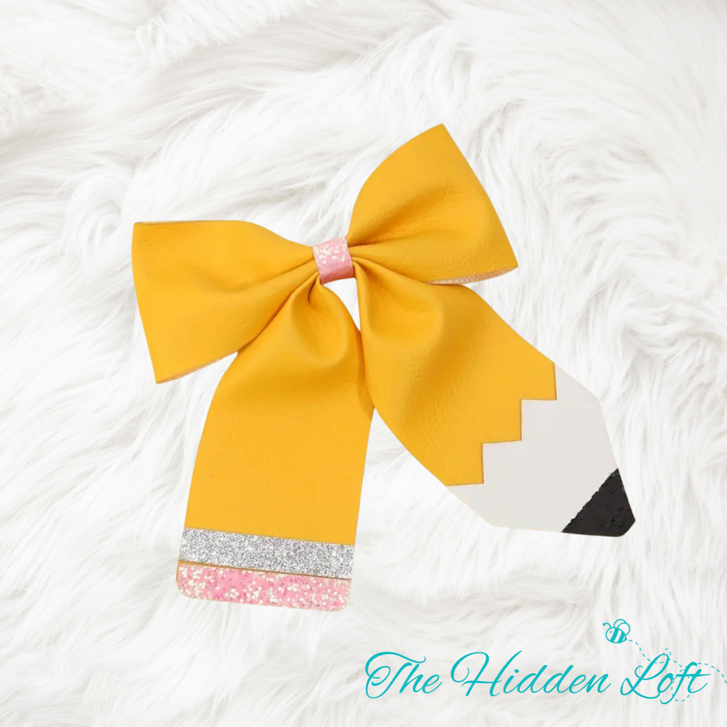 Pencil Faux Leather Hair Bow