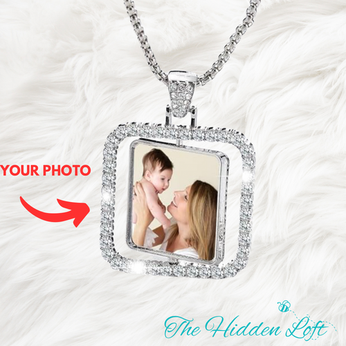 Double Sided Square Photo Necklace