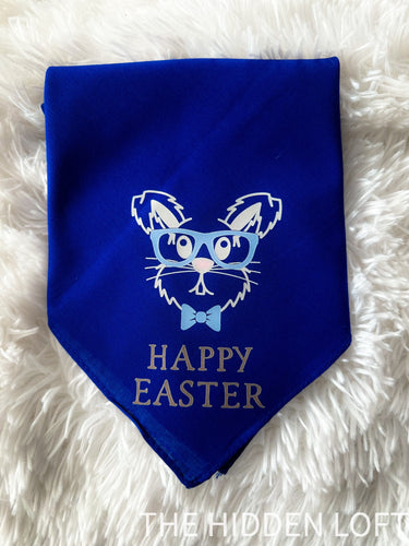 Blue Happy Easter Bunny Pet Bandana