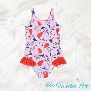 Girl’s Patriotic Popsicle Swimsuit