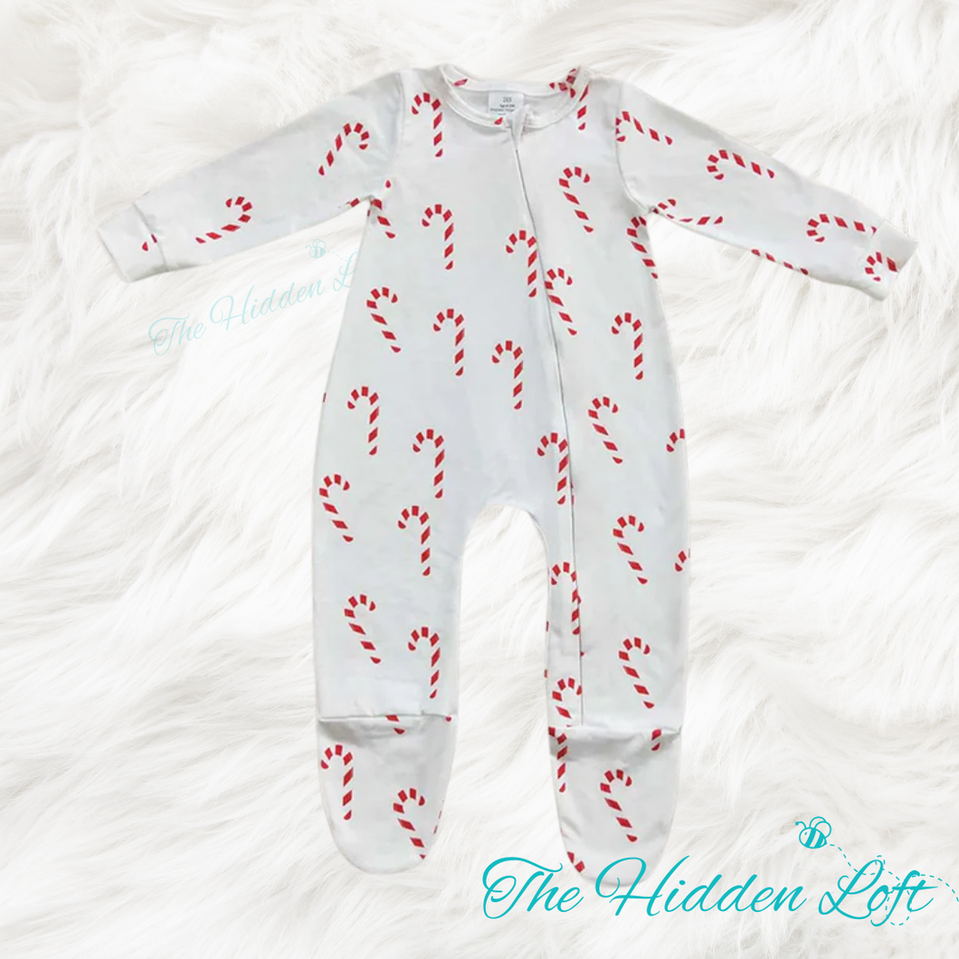Candy Cane Footed Romper