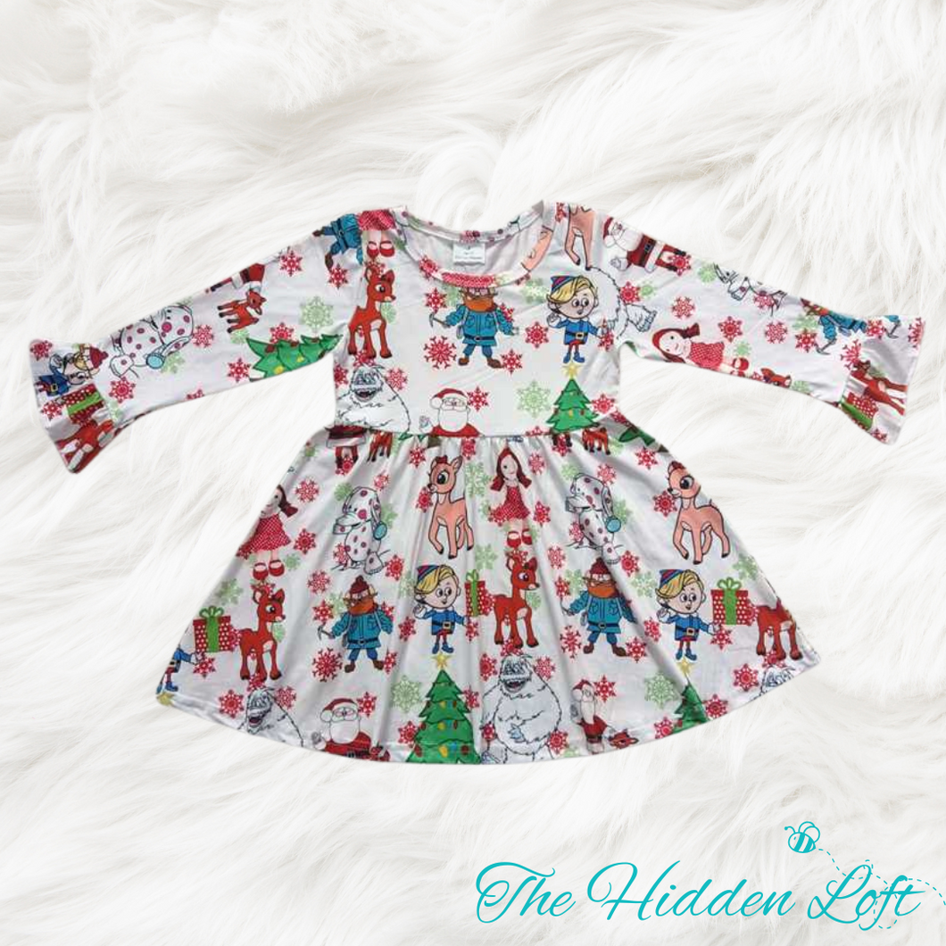 Long Sleeve Rudolph Character Dress