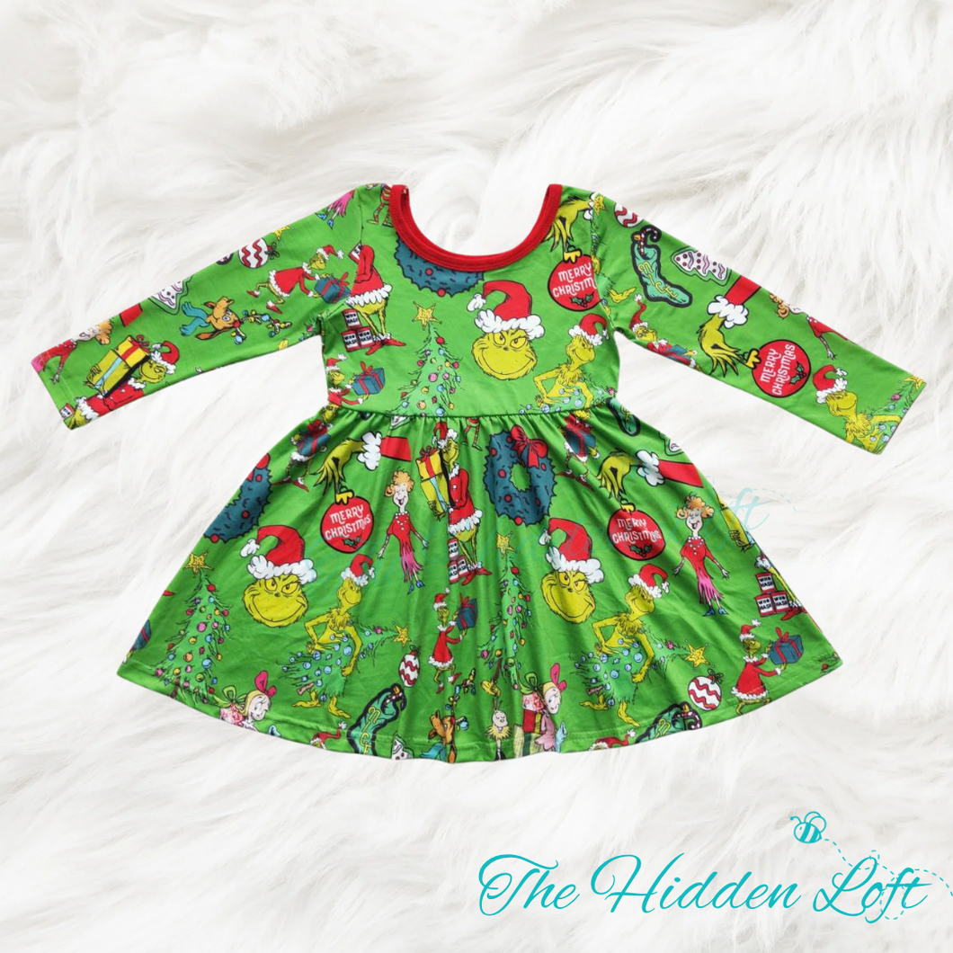 Long Sleeve Grinch Dress