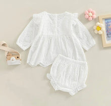 Load image into Gallery viewer, Eyelet Bloomer Baby Outfit