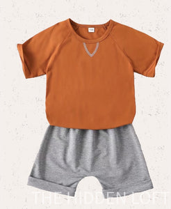 Boy’s Burnt Orange Shorts Outfit