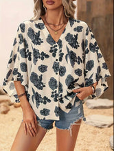 Load image into Gallery viewer, Blue Rose Batwing Blouse