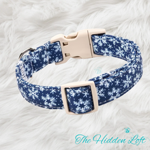 Load image into Gallery viewer, Blue Snowflake Dog Collar
