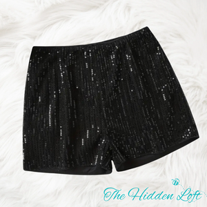 Youth Sequin Shorts- Black