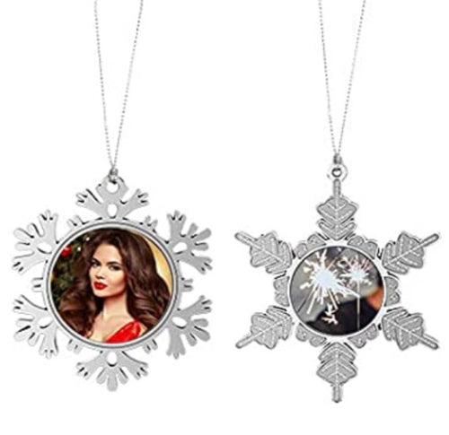 Silver Snowflake Photo Ornament