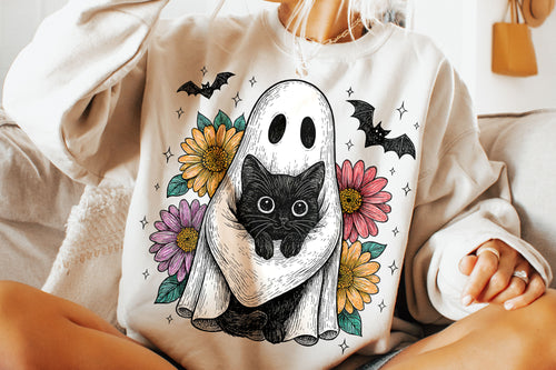 Ghost with Cat Sweatshirt