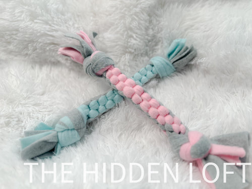 Pastels and Grey Fleece Rope Dog Toys