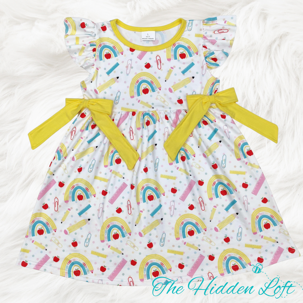 Rainbow Back to School Print Dress