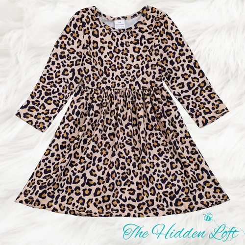 Long Sleeve Leopard Print Dress