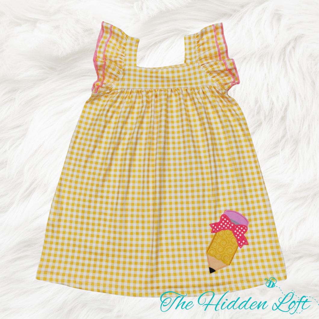 Yellow Gingham Pencil Dress