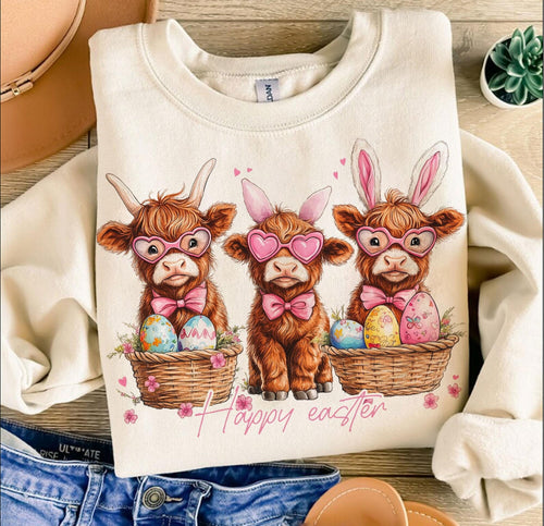 Happy Easter Highland Cows Sweatshirt