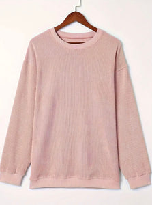 Oversized Pink Textured Long Sleeve Shirt