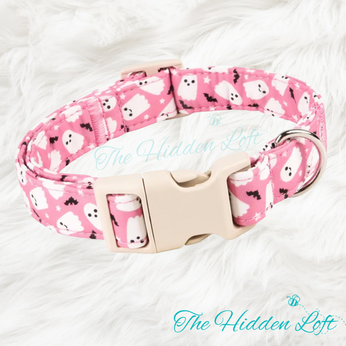 Pink Ghosts & Bats Dog Collar