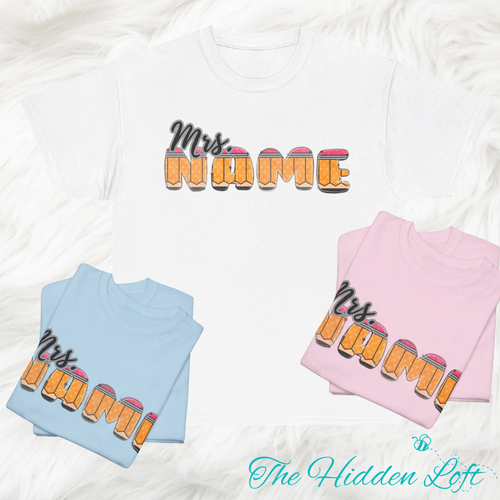 Personalized Pencil Font T-shirt