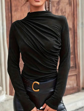 Load image into Gallery viewer, Women’s Black Ruched Long Sleeve