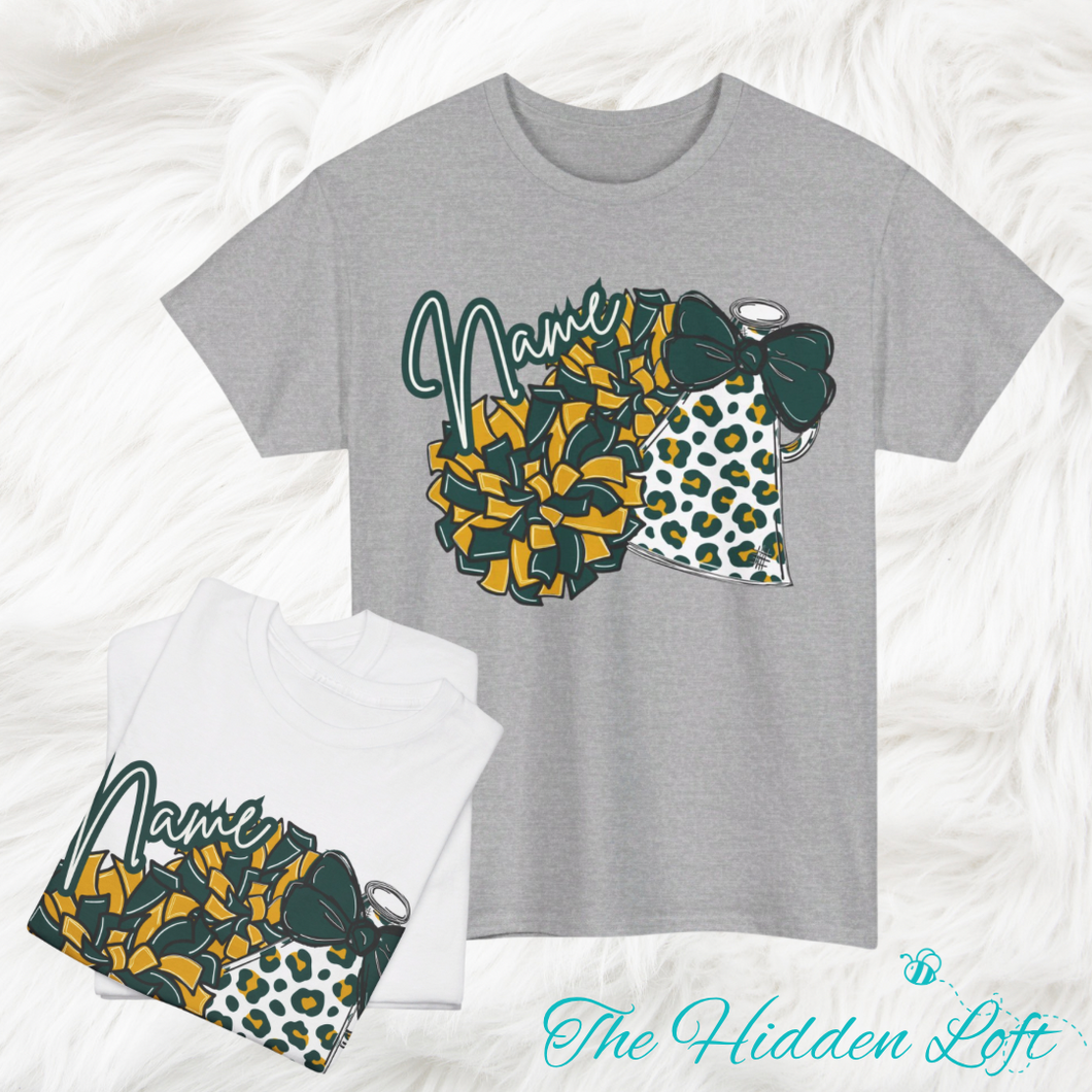 Personalized Green & Gold Cheer T-Shirt