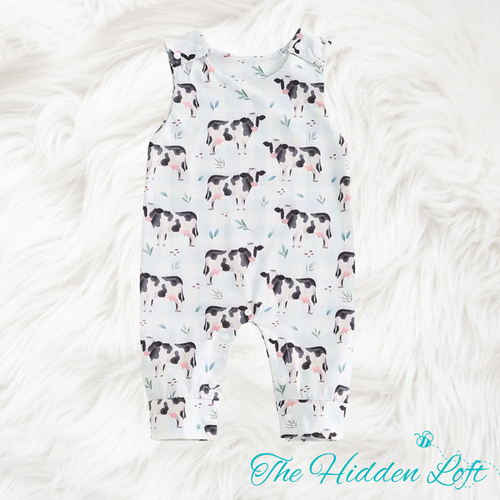 Sleeveless Cow Romper