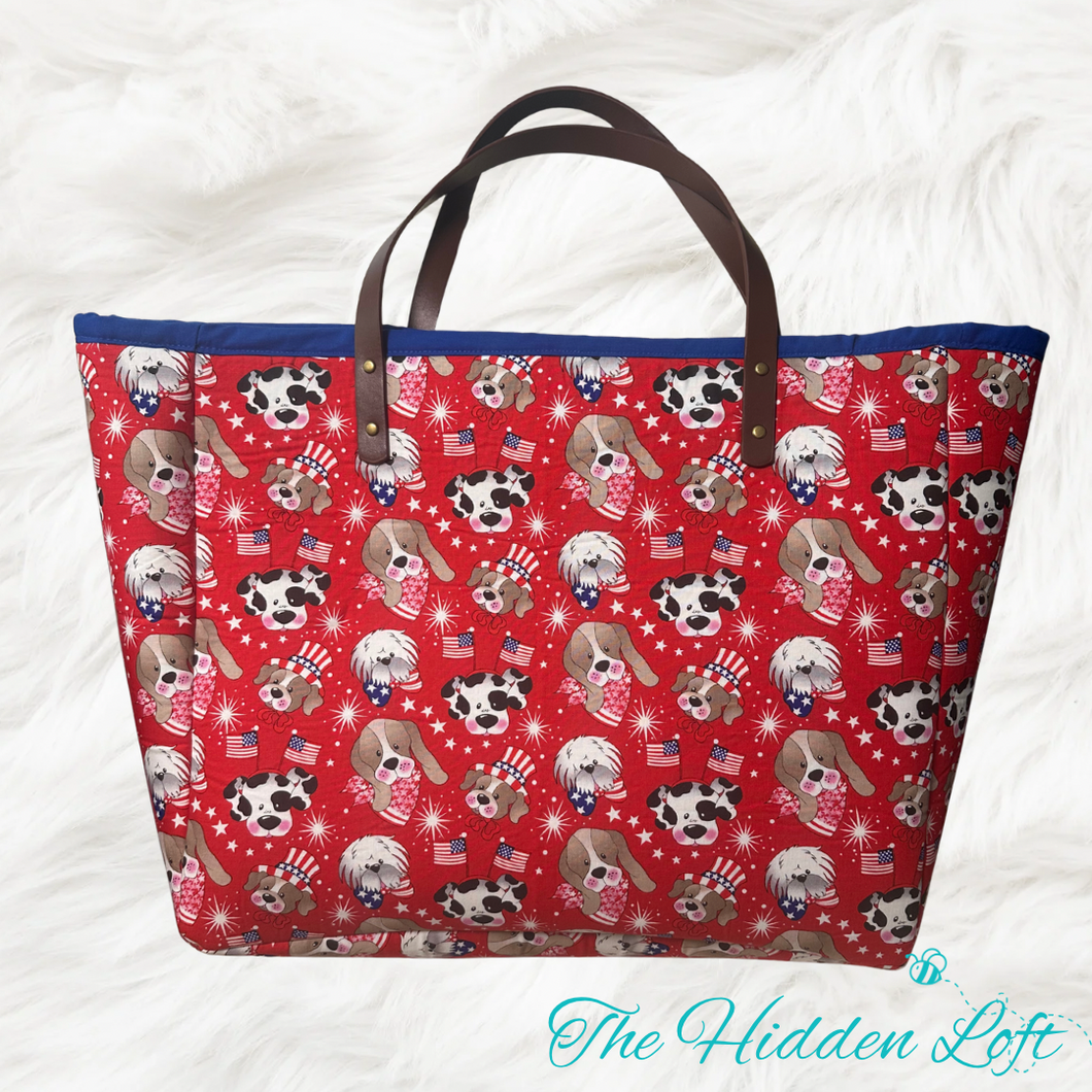 Patriotic Dogs Tote Bag