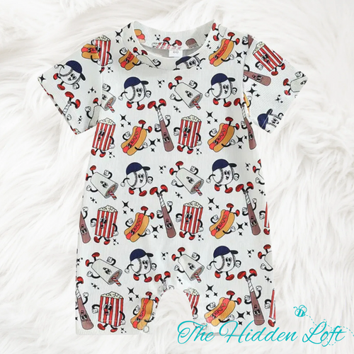 Baseball Print Romper