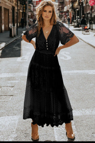 Black Dotty Lace Dress