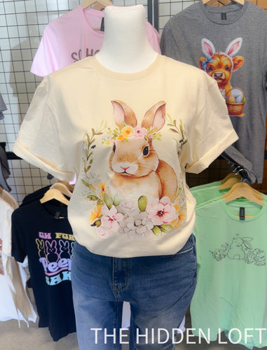 Cream Floral Bunny T-shirt