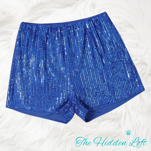 Youth Sequin Shorts-Royal Blue