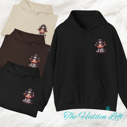 Cow in Black Carhartt Beanie Hoodie