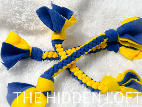 Blue and Gold Fleece Rope Dog Toys
