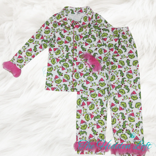 Women’s Fur Trimmed Grinch Pajamas