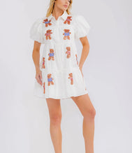 Load image into Gallery viewer, Patriotic Sequin Bear Dress-White