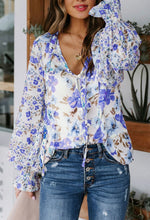 Load image into Gallery viewer, Blue Floral Smocked Blouse