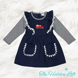 Navy Pumpkin Truck Dress