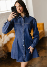 Load image into Gallery viewer, Denim Flared Shirt Dress