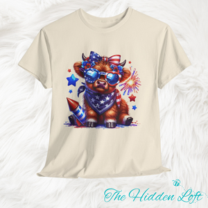 Patriotic Highland Cow T-shirt