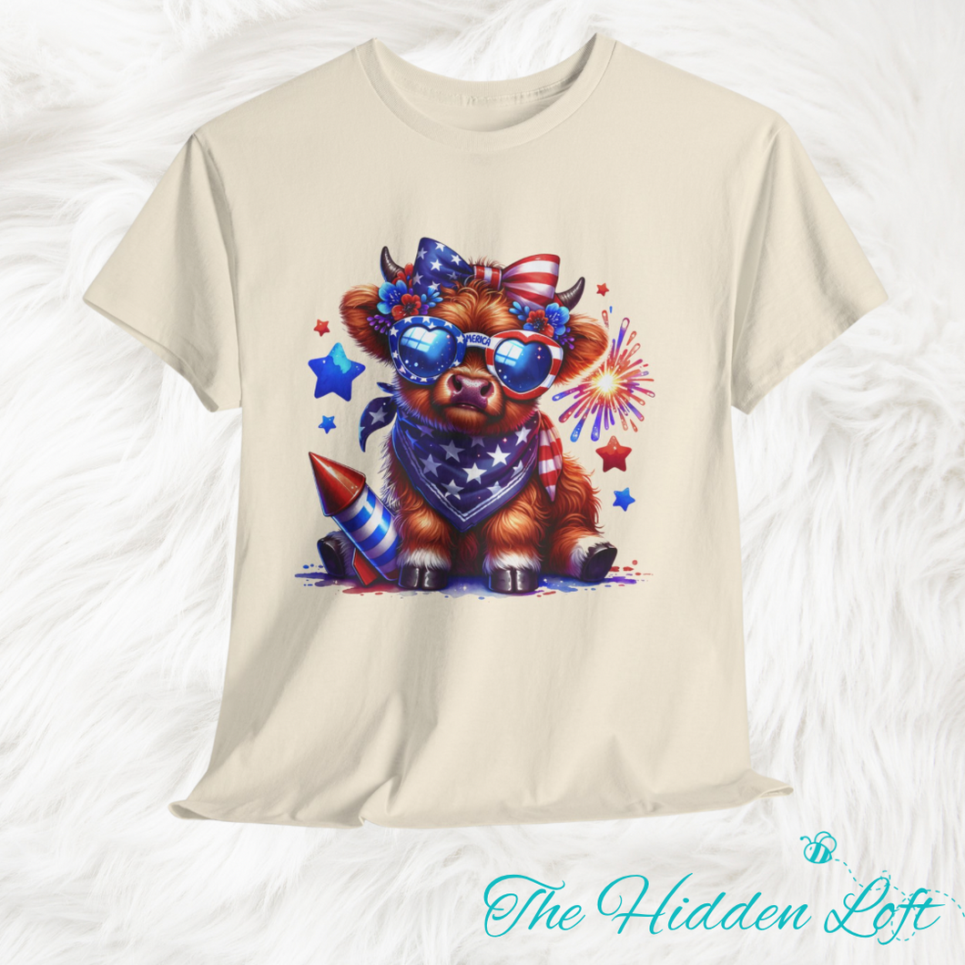 Patriotic Highland Cow T-shirt